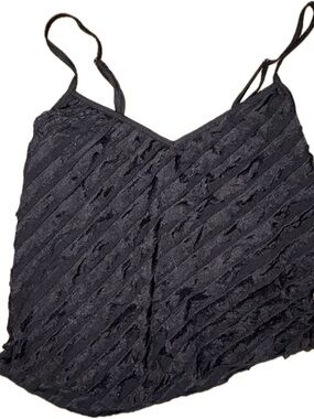 NWT Urban Social Black Ruffled V-Neck Spaghetti Strap Asymmetrical Tank Top